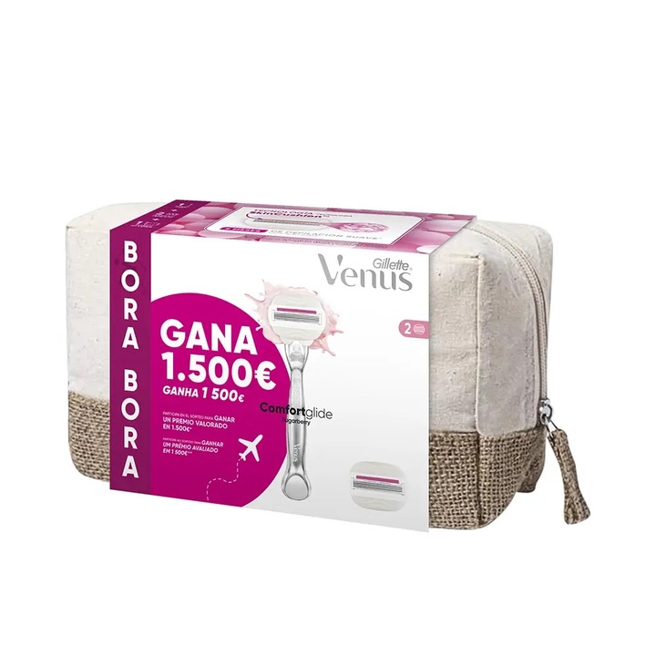 Set Îngrijire Gillette Venus Sugarberry, 4 buc, ras delicat, parfumat, geantă de toaleta
