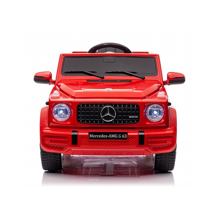 Masinuta Electrica de Tip Mercedes Benz AMG G63, Comando Kids, cu Telecomanda, Centura Siguranta, Scaun Piele Ecologica, Suspensii, Schimbator Viteze, Putere 70W, Cadru Rezistent, Sistem Iluminare, Sistem Sonor, Greutate Admisa 25 Kg, Varsta 3-6Ani, Rosu