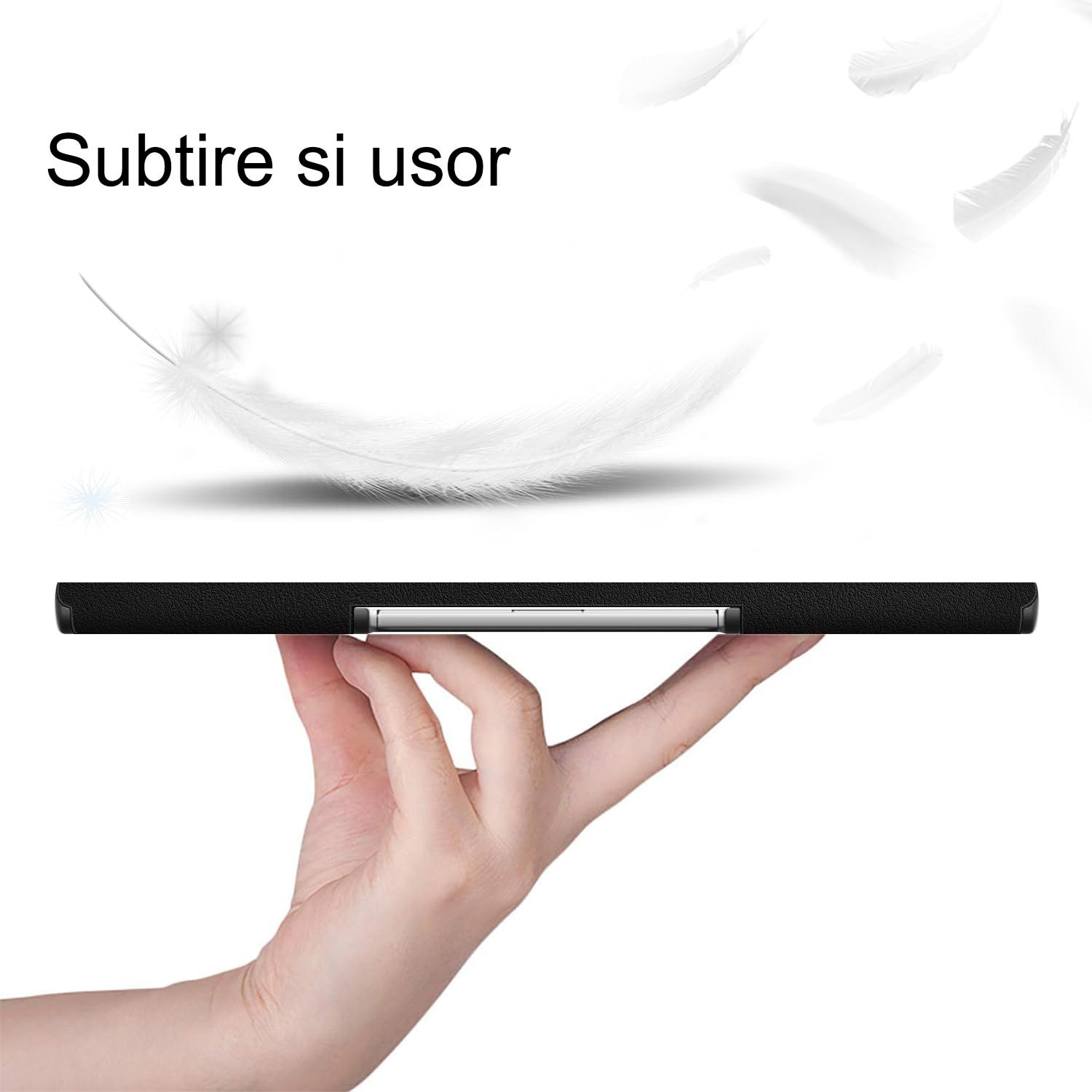 Husa pentru Lenovo Tab Plus 11.5, flexibila, carcasa ultra-subtire cu spate vertical, protectie 360, OUYLAF, negru