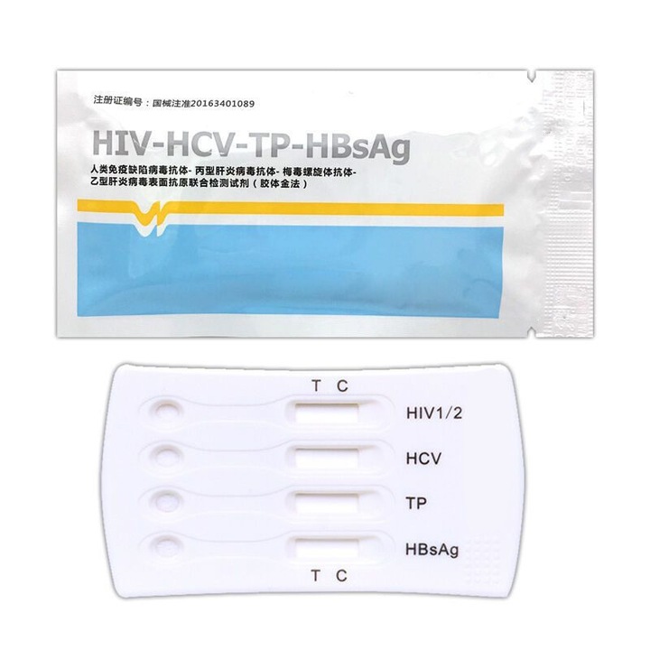 Test de sange HIV 4 in 1, CHIGOODS, HIV1/2, HCV, TP, HBsAg, portabil, rezultate rapide, alb