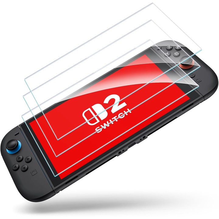 Set 3 folii sticla temperata CASEDANCE Nintendo Switch 2, 9H, transparent, 7.9 inch