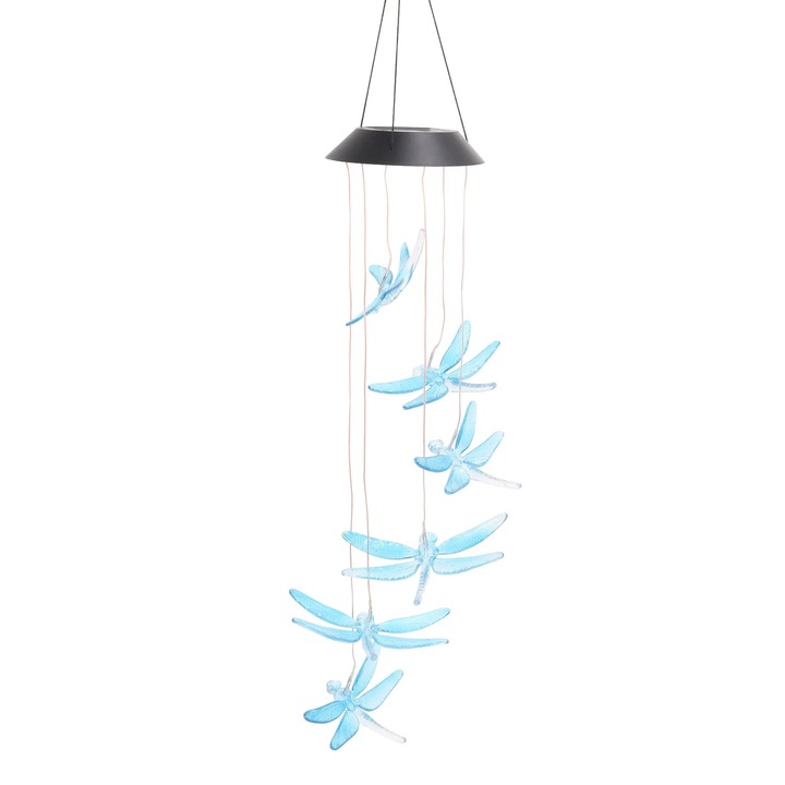 Lampa solara cu clopotei, dragonfly colorat, IP45, 6 LED-uri, 100lm, pentru interior si exterior