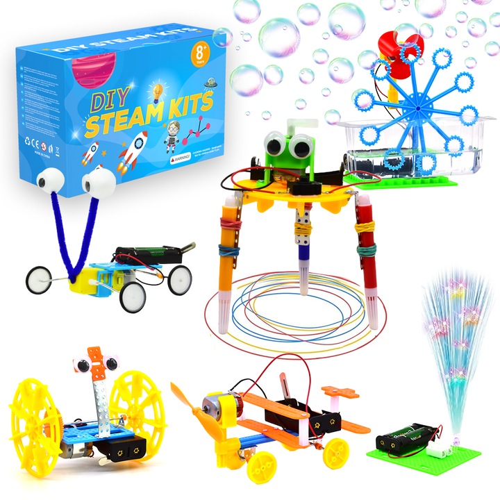 Set 6 in 1 Kit robotice experimente jucarie, TopGearWorld®, Pentru copii 6-12 ani, Multicolor