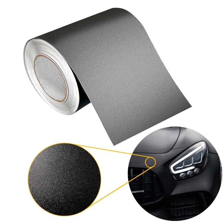 Autocolant protector pentru bara portbagajului, structurala, 20 x 3000 cm, DecoMeister®, Model Negru, FT001-020R3000