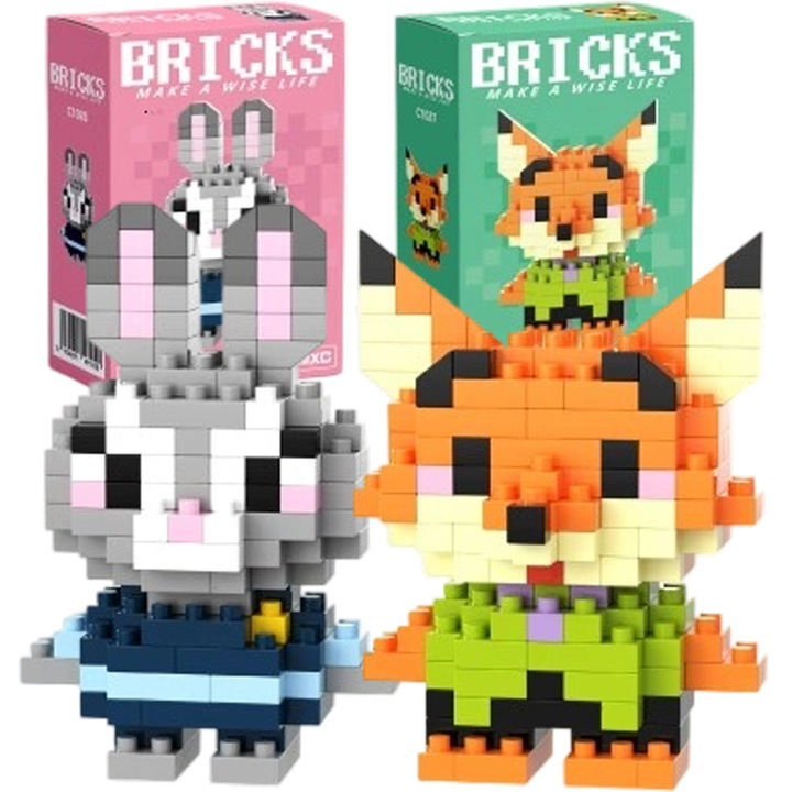 Комплект от 2 ключодържателя Zootopia Judy and Nick, статични фигури, многоцветни