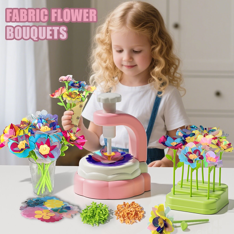 Set creativ DIY pentru copii – Masina de facut flori din material