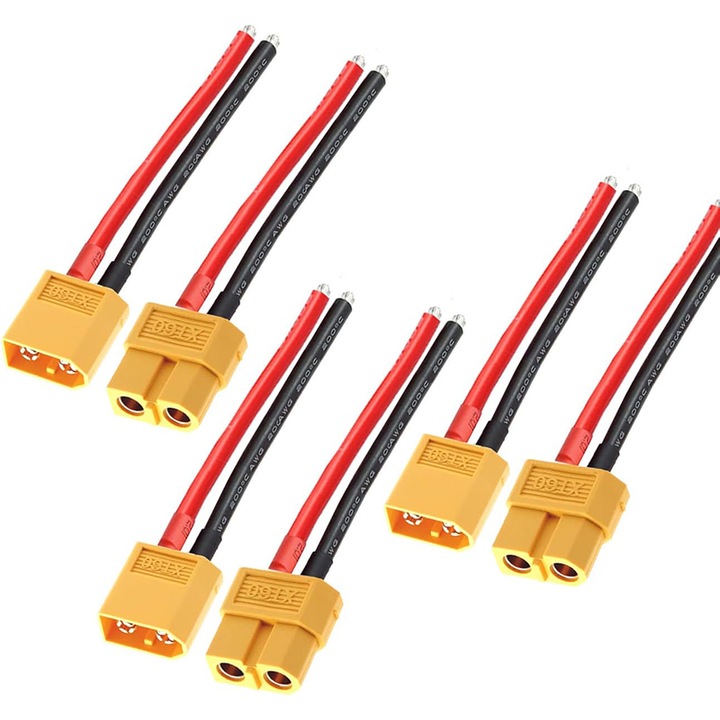 Комплект от 6 XT60 щепсела, Rqiurpn, паралелен адаптерен кабел за конектор на батерията, женски и мъжки, 12AWG 10 см, силикон за дрон