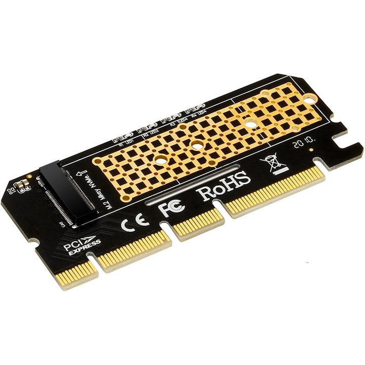 Адаптер PCIe към M.2 NVMe, Rqiurpn, усъвършенствано охлаждане, многослойна защита, за SSD