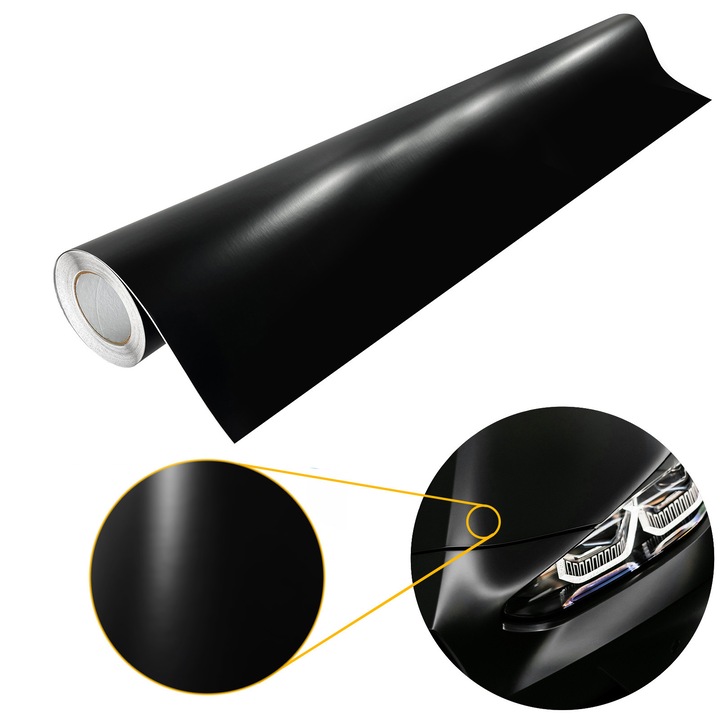 Folie termoplastica pentru protectia marginilor usilor, mat, 150 x 100 cm, DecoMeister®, Model Negru, FT004-150-0050