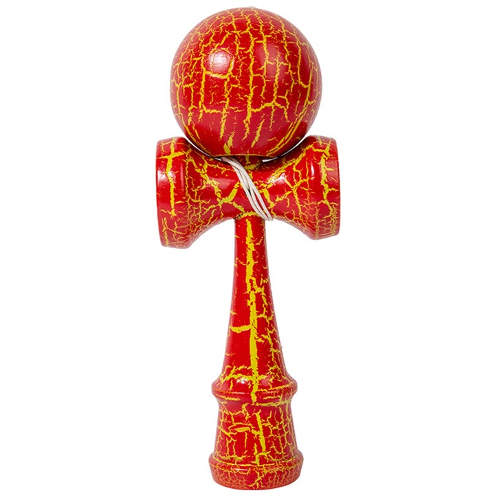 Professzionális kendama AYSTOAYS®, Fagolyó, 3 év+, Piros/Sárga