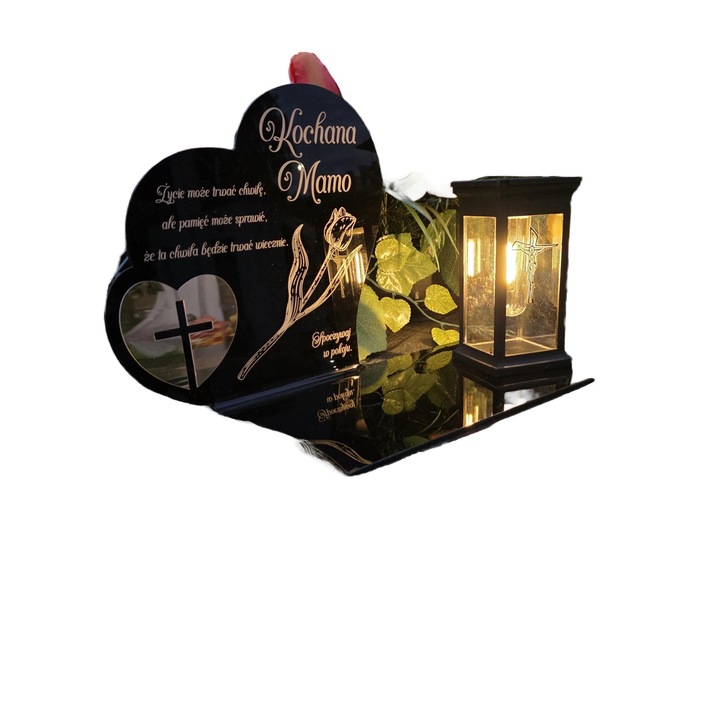 Lampa solara, DECORTREND, 21x34x14,5cm, set cu lampion solar si suport din sticla acrilica
