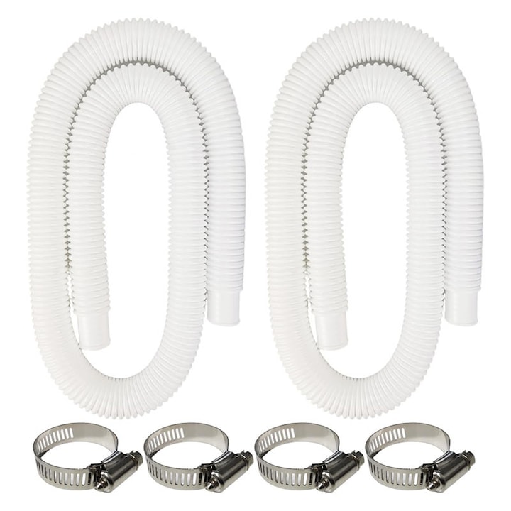 Set de 2 furtunuri de schimb pentru pompa de piscina, Rqiurpn, 1m, 32mm, PVC, Pentru piscine supraterane, Compatibil cu pompa de filtrare Intex 607, 637