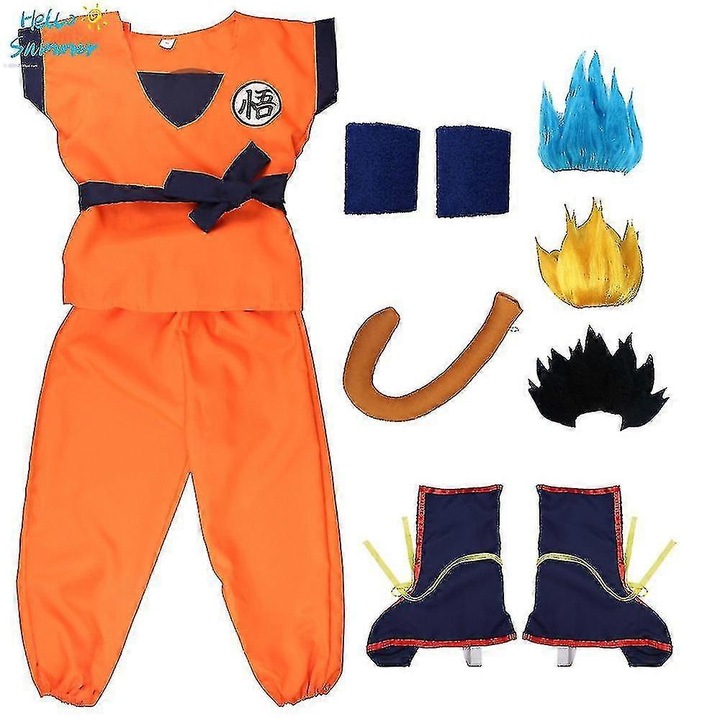 Costum copii set Goku, 9 piese, negru, 150x160cm