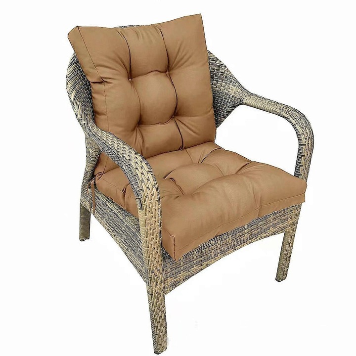 Декоративна възглавница за градински стол, 106x53x10 см, водоустойчива, светлокафява, комплект от 1