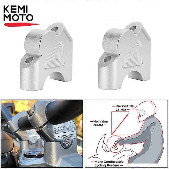 Riser ghidon pentru BMW R1200GS LC si R1250GS, 30mm inaltime, 25mm inapoi, negru, set