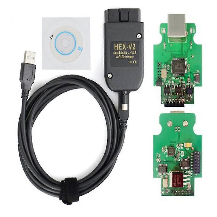 Tester auto HEX-V2 USB, compatibil V W, Au di, Se at, Sko da, functii speciale, 1x CD software