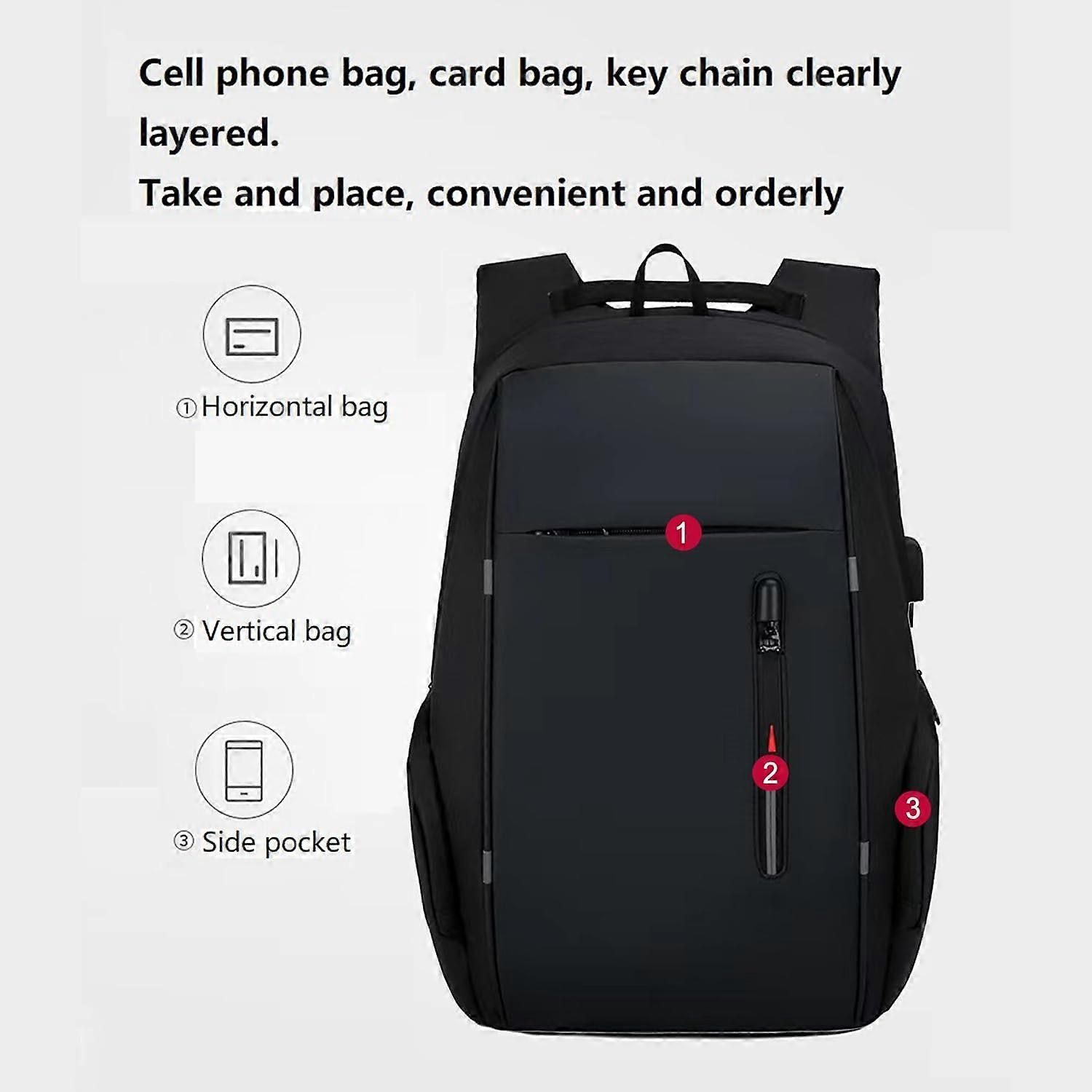 Rucsac laptop 17.3 inch, negru, impermeabil, cu port USB, pentru birou si calatorii