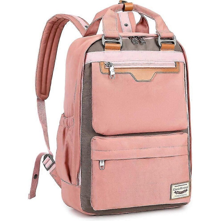 Rucsac dama, multifunctional, roz, 28x40x13cm, compartiment pentru laptop 15.6 inch, impermeabil