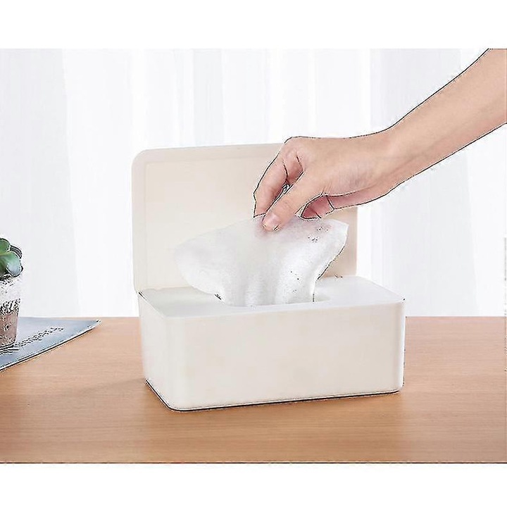 Suport servetele umede, capac, 18.5x12.2x7cm, alb, set
