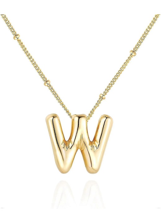 Colier cu Pandantiv, Litera W, ajustabil, auriu