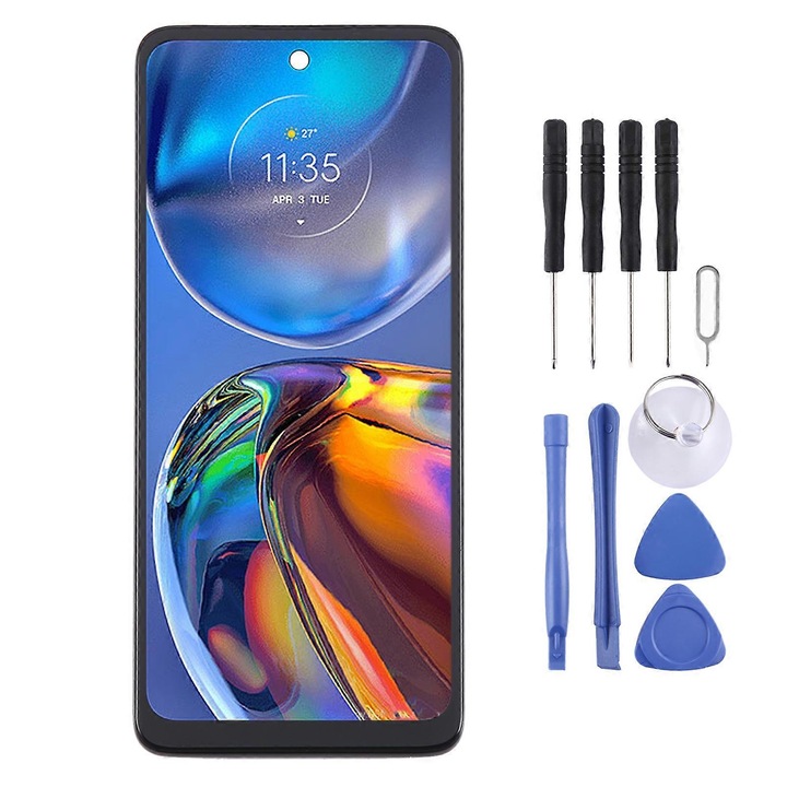 LCD екран с цял дигитайзер за Motorola Moto E32, черен, 6.5 инча