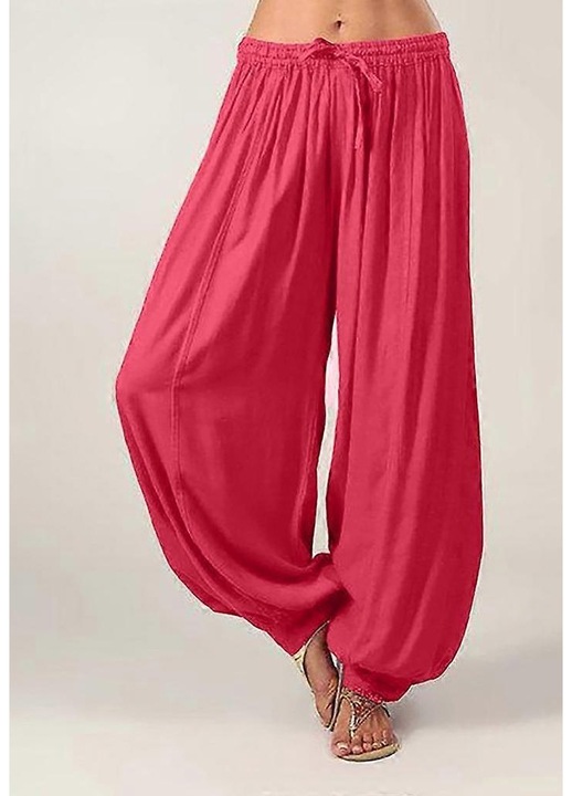 Női háremnadrág, bő, pamut, rózsaszín, 5XL INTL