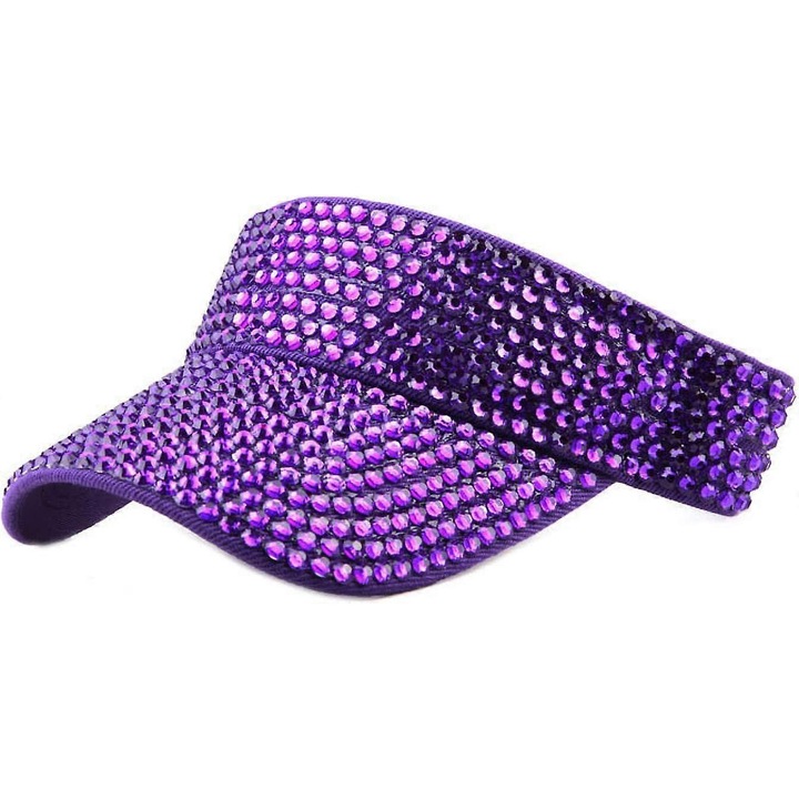 Palarie de soare cu strasuri, ajustabila, unisex, violet, dimensiune unica