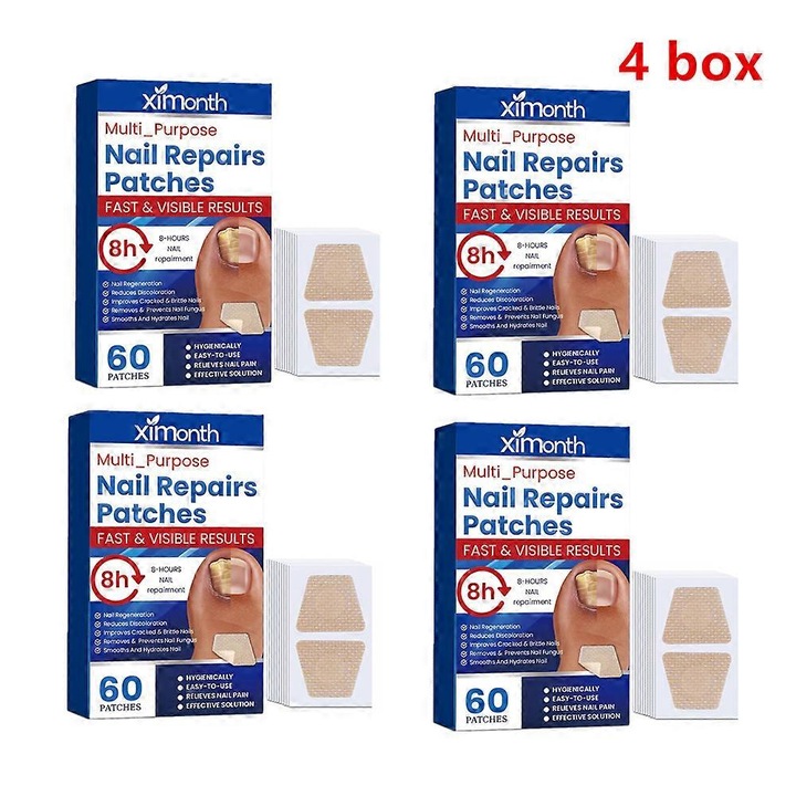 Set 60 plasturi pentru tratamentul ciupercii unghiei, reparare unghii deteriorate, 2.8x2.3cm