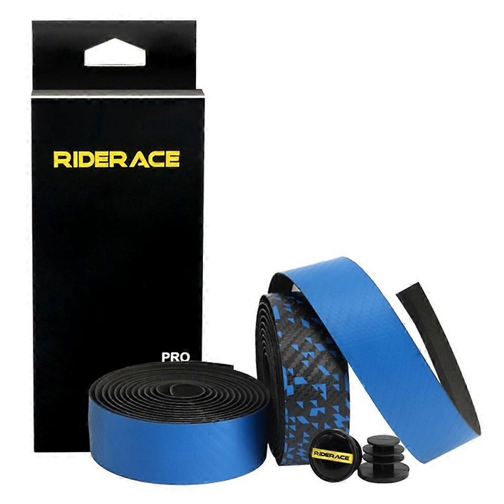 Mansoane bicicleta set 2 bucati, Riderace, PU si EVA, antiderapant, albastru inchis