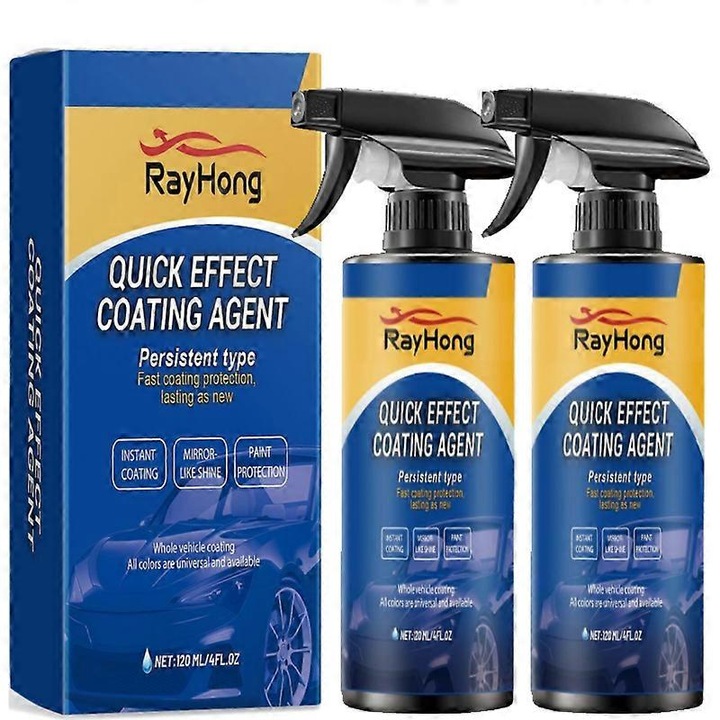Spray de acoperire auto profesional Rayhong, set 2 piese, rezistenta la zgarieturi, impermeabil