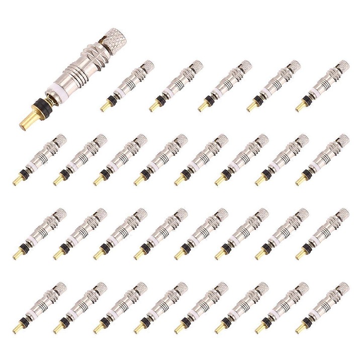 Set 30 buc Valve Presta pentru Bicicleta, cupru, 26mm, argintiu