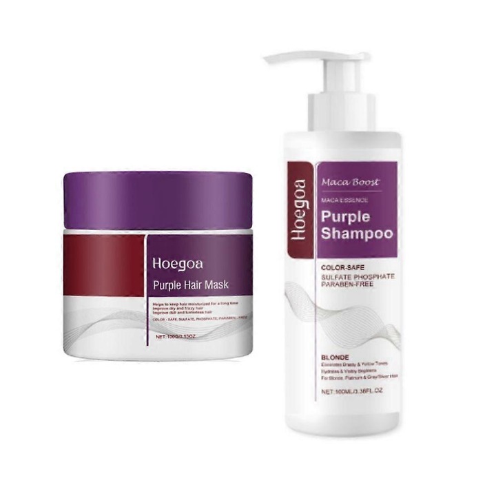 Set sampon/Masca de par violet, Hoegoa 100G, ingrijire par, protectie UV, fara parabeni