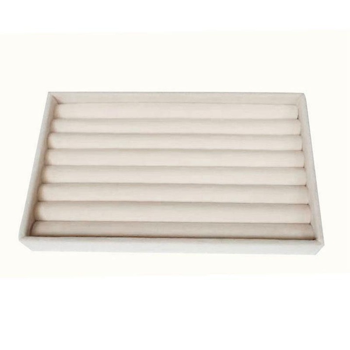 Cutie bijuterii pentru inele, bej, 21x12.3x2.5cm