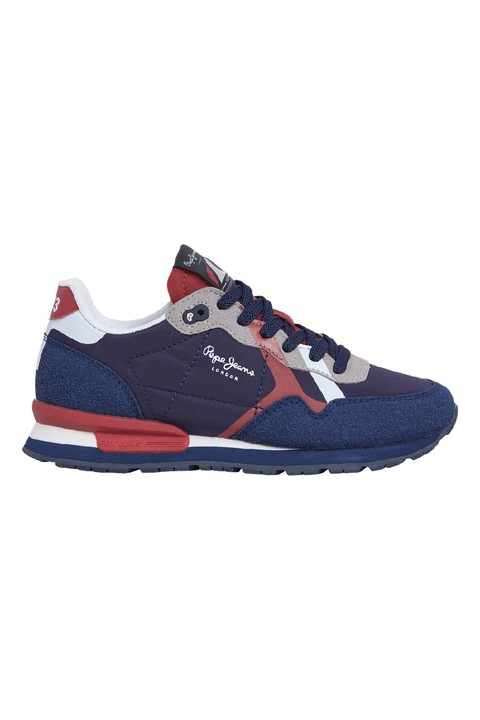 Pepe Jeans London, Colorblock dizájnos sneaker, Piros/Fehér/Tengerészkék