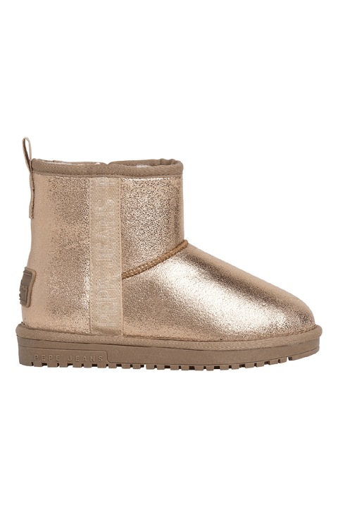 Pepe Jeans London, Ghete slip-on cu aspect stralucitor, Auriu