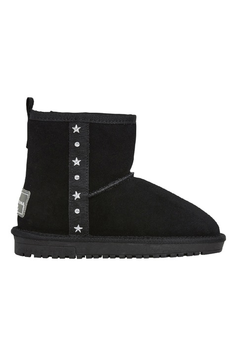 Pepe Jeans London, Ghete slip-on din piele intoarsa cu tinte, Negru