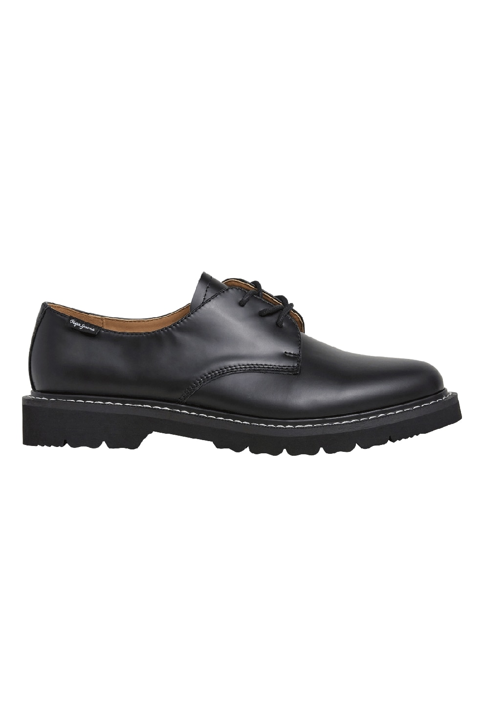 Pepe Jeans London, Pantofi derby din piele, Negru, 44