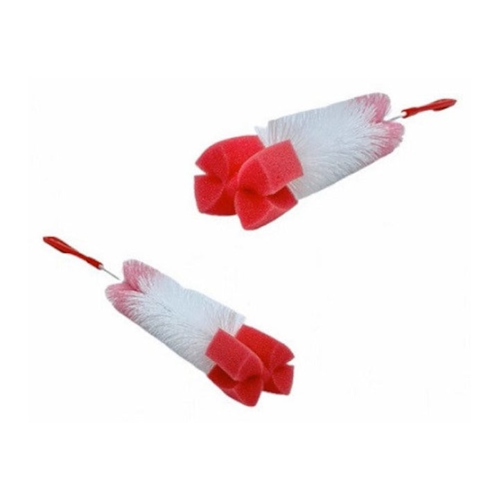 Perie curatat sticle, cu cap de burete. 27 cm, Clini X540