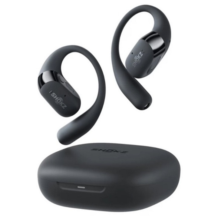 Shokz openfit2+ bluetooth fülhallgató sztereo, v5.4, tws, fülre akasztható, mikrofon, zajszűrő, ip55 + töltőtok, fekete