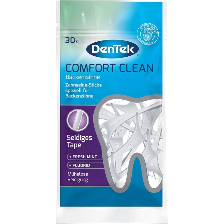 Set Ata Dentara DenTek Comfort Clean, cu Fluor, Aroma Menta, 30 buc