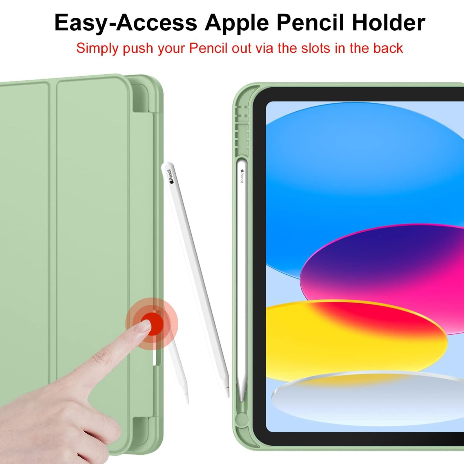 Husa pentru tableta AYSTOAYS®, compatibila cu iPad10 10.9 inch 2022, cu tava pentru stilouri, Tip carte, Silicon, cu functie auto wake/sleep, Verde deschis