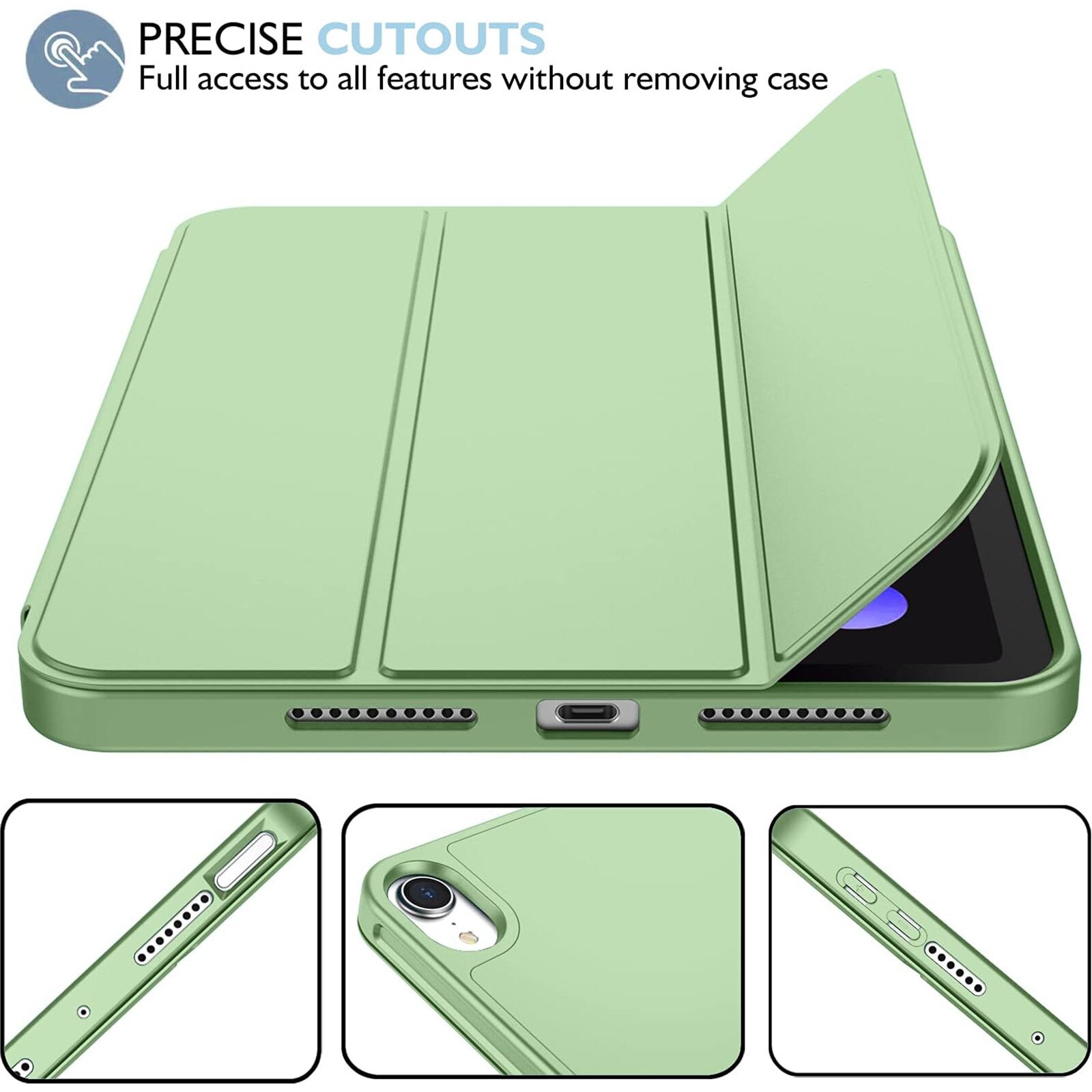 Husa pentru tableta AYSTOAYS®, compatibila cu iPad10 10.9 inch 2022, cu tava pentru stilouri, Tip carte, Silicon, cu functie auto wake/sleep, Verde deschis
