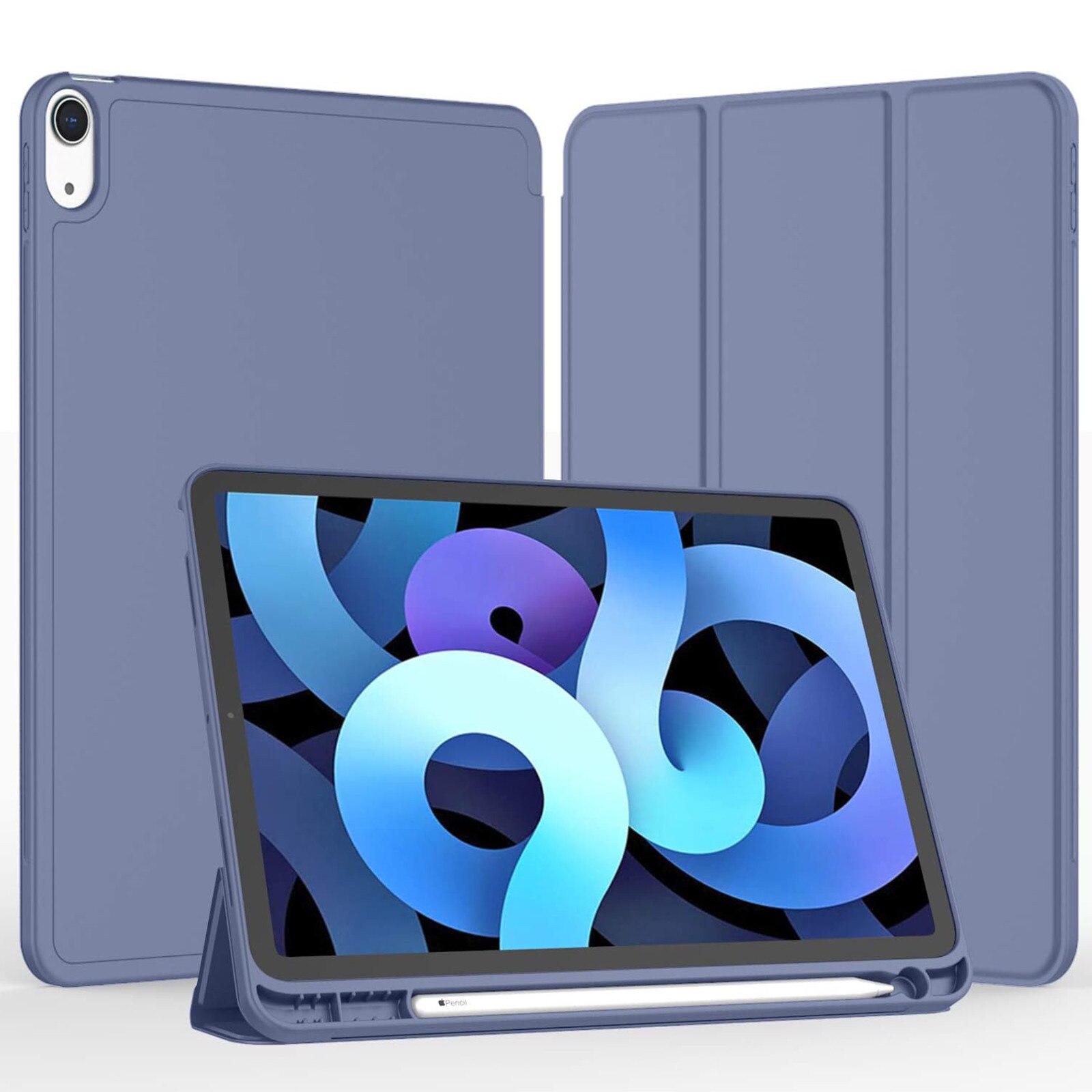 Husa pentru tableta AYSTOAYS®, compatibila cu iPad10 10.9 inch 2022, cu tava pentru stilouri, Tip carte, Silicon, cu functie auto wake/sleep, Mov