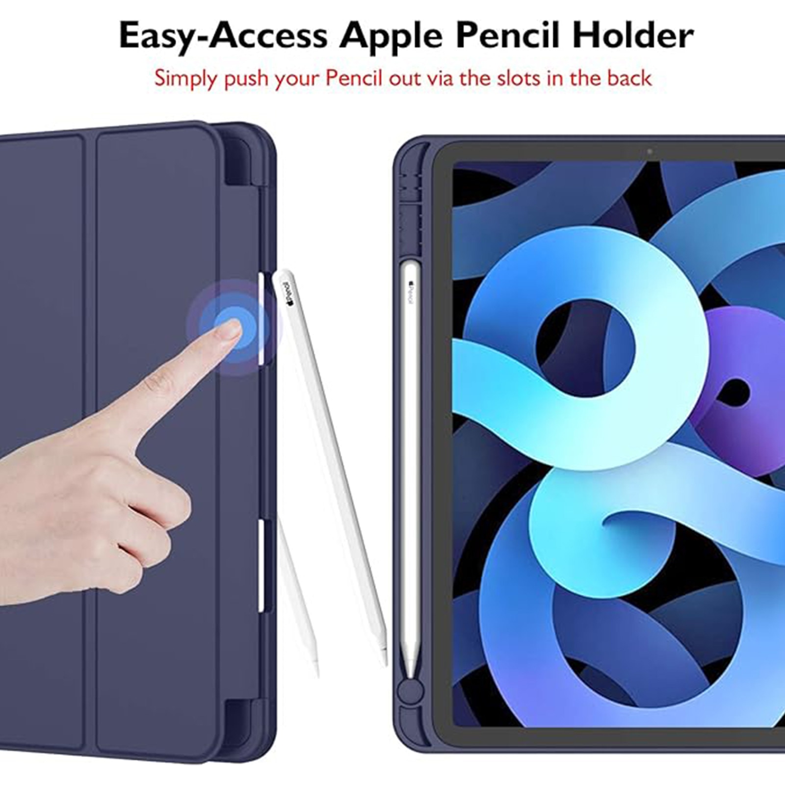 Husa pentru tableta AYSTOAYS®, compatibila cu iPad10 10.9 inch 2022, cu tava pentru stilouri, Tip carte, Silicon, cu functie auto wake/sleep, Albastru mov