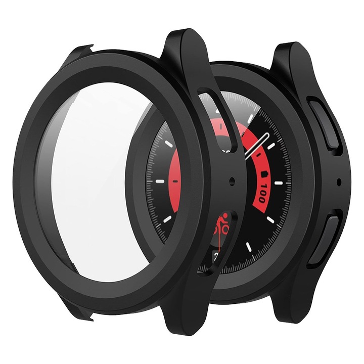 Husa Protectie pentru Samsung Galaxy Watch5 Pro + Folie, T24, Lexgard, Deep Dark