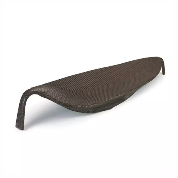 Плажен шезлонг, алуминий, полиратанова плетка, форма на листо, 195 x 80 x 45 см, кафяв, Verdi