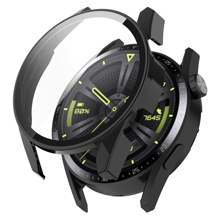 Husa Protectie pentru Huawei Watch GT 3 46mm + Folie, T39, Lexgard, Deep Dark