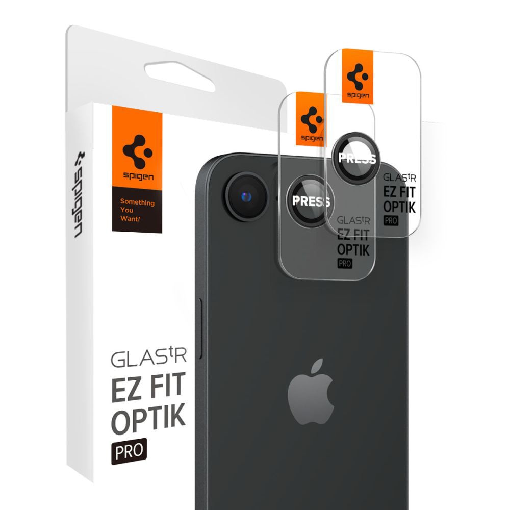 Husa Protectie Compatibila cu (2 pack) Optik.tR EZ Fit Pro Camera Glass (AGL09279), Spigen, iPhone 16e - Black