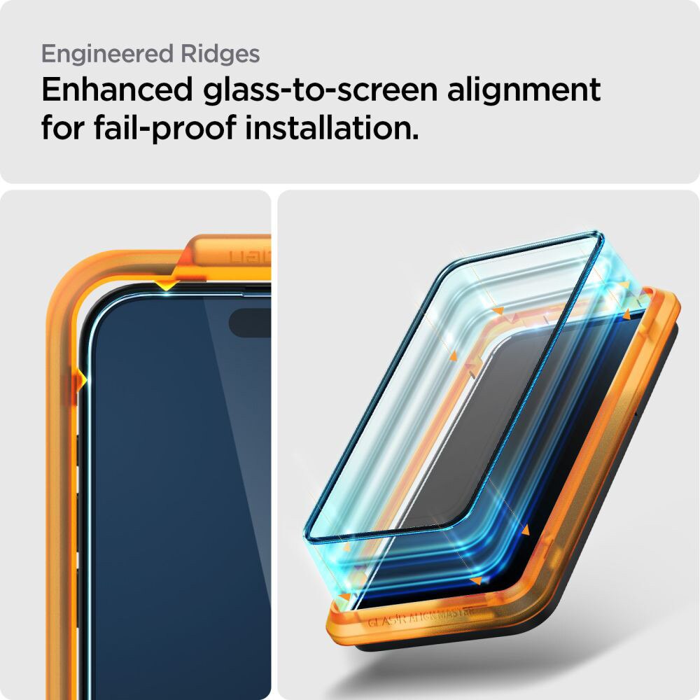 Husa Protectie Compatibila cu (2 pack) Glas.tR Align Master (AGL06895), Spigen, iPhone 15 Pro - Black