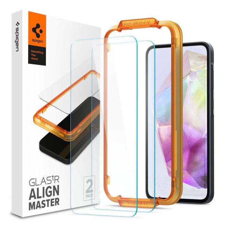 Samsung Galaxy A35 5G / M35 fólia (2 db-os készlet) - Spigen Glas.TR Align Master - Átlátszó